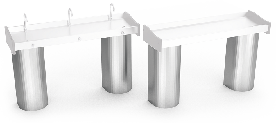 Stainless steel foot for collective hand washbasin