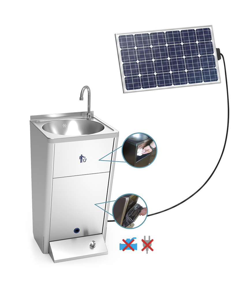 Lavamani solare autonomo con batteria