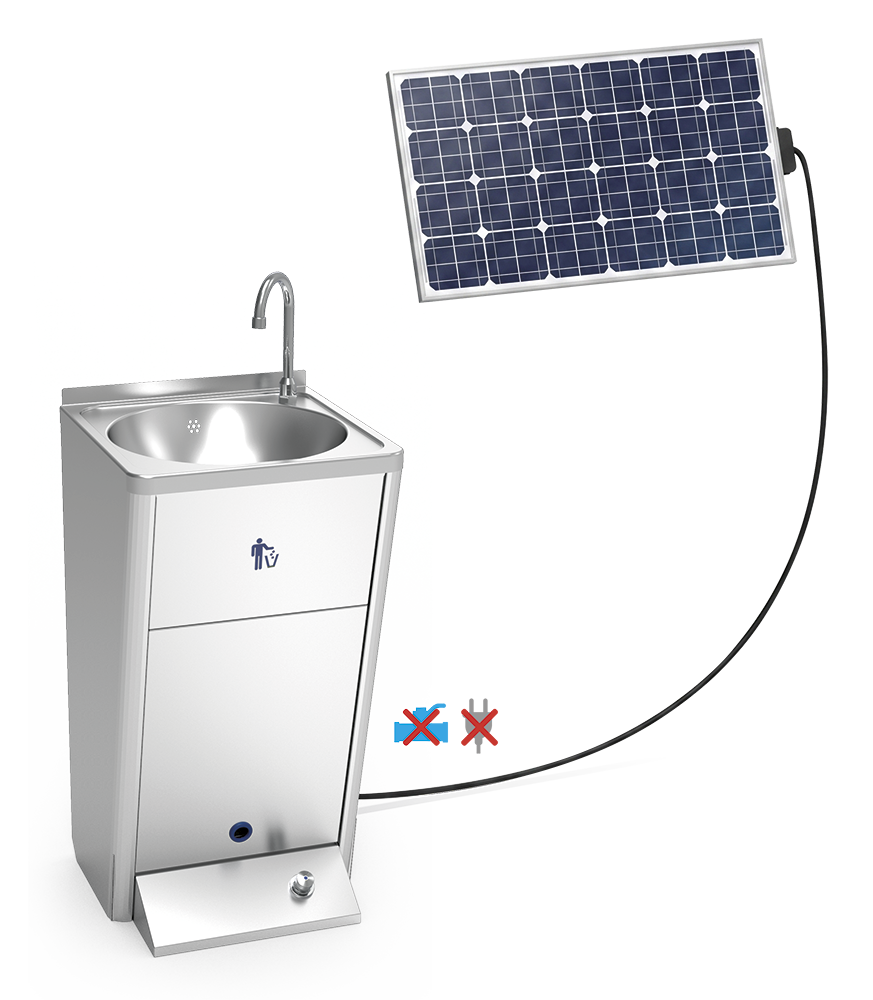 Lavamani solare autonomo con batteria