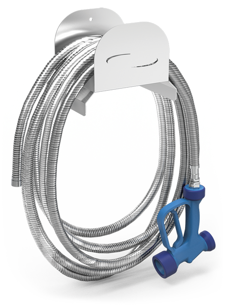 Robinet tuyau 50 m. avec support inox et pistolet