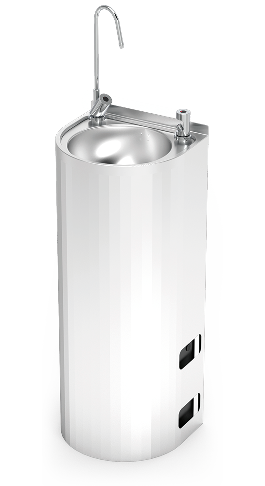 Fontana in acciaio inox a colonna elettronica acqua fredda 