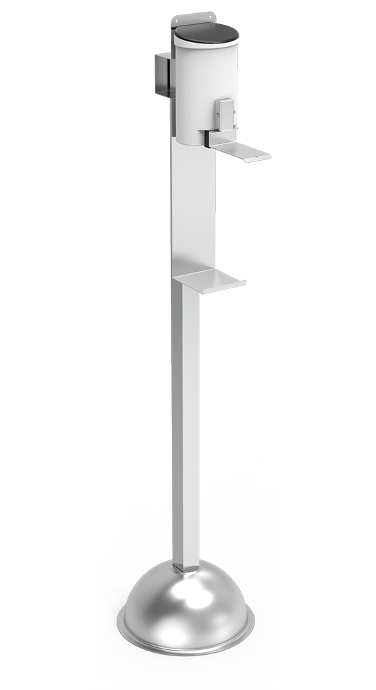 Colonne avec distributeur de gel hydroalcoolique à commande par coude