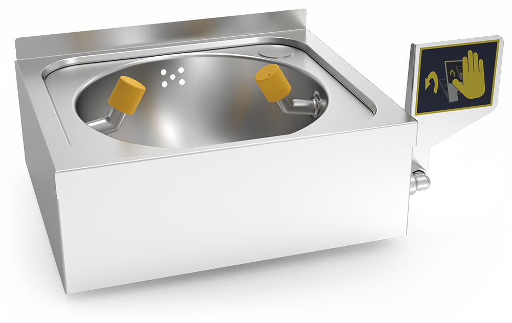 Lave-yeux mural d´urgence en acier inoxy
