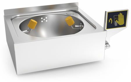 Lave-yeux mural d´urgence en acier inoxy