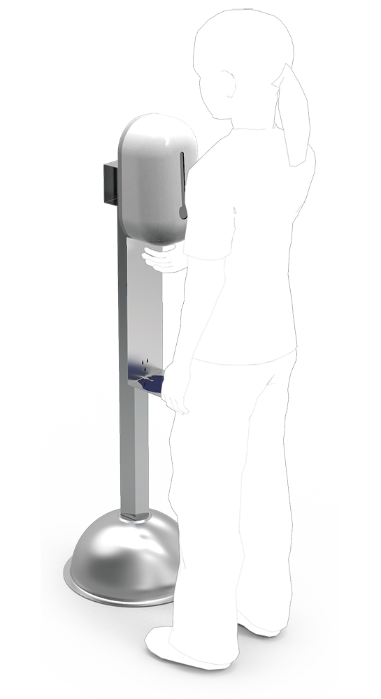 Colonne avec distributeur de gel hydroalcooliques pécial pour enfants