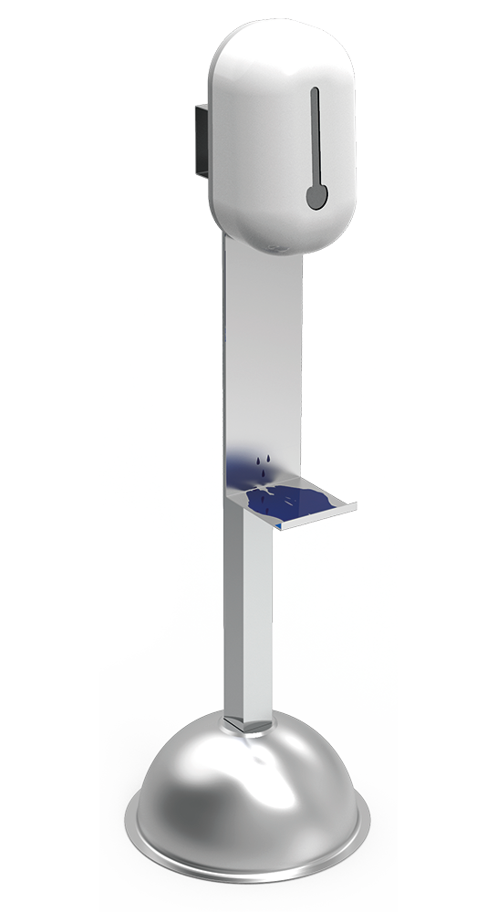Colonne avec distributeur de gel hydroalcooliques pécial pour enfants