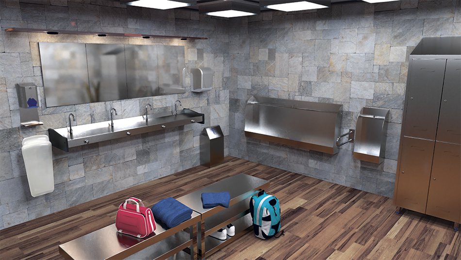 Stainless steel triple urinal