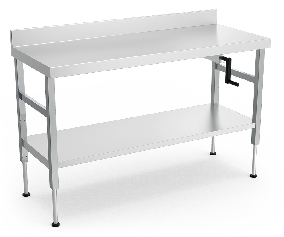 Table inox adossée avec système délévation