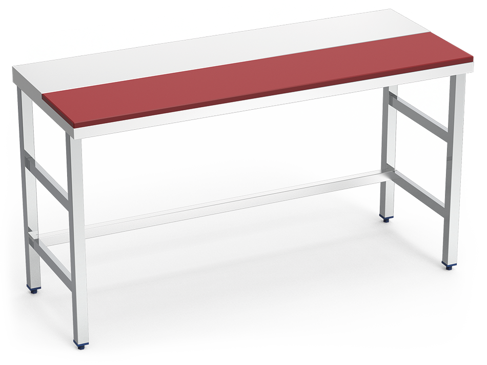 Table de préparation centrale rouge