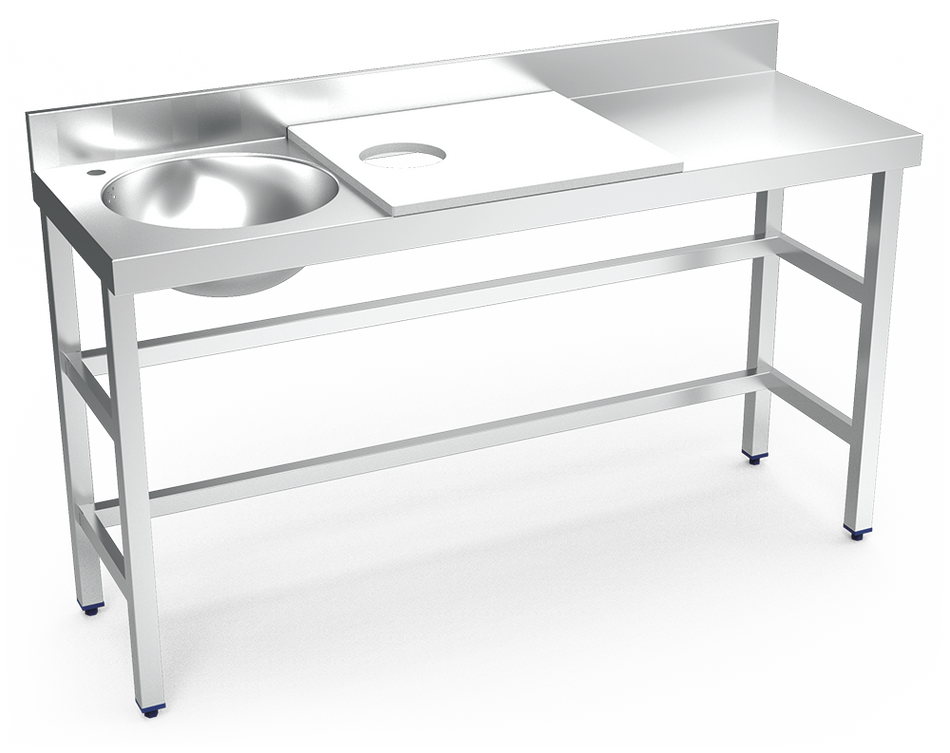 Table de préparation et de lavage inox 1500 mm blanche bac à gauche