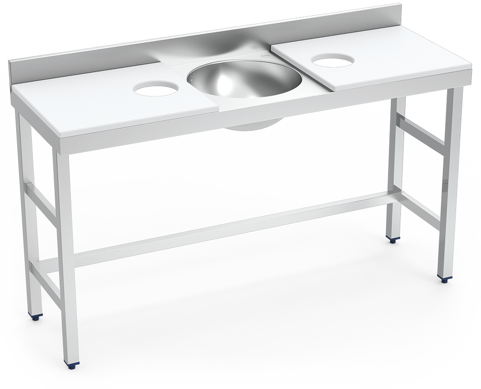 Table de préparation et de lavage inox 1500 mm blanche 2 trous