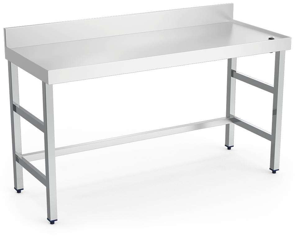Table murale avec rebord et trou d´écoulement