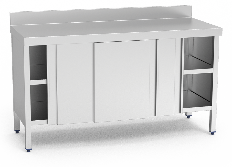 Table murale inox avec portes coulissantes