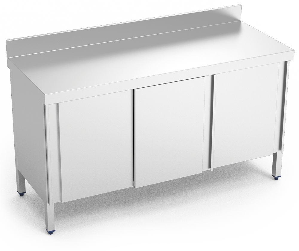 Table murale inox avec portes coulissant