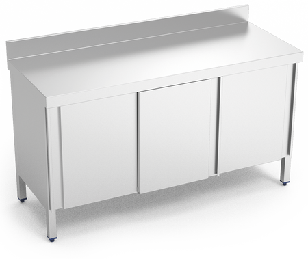 Table murale inox avec portes coulissant