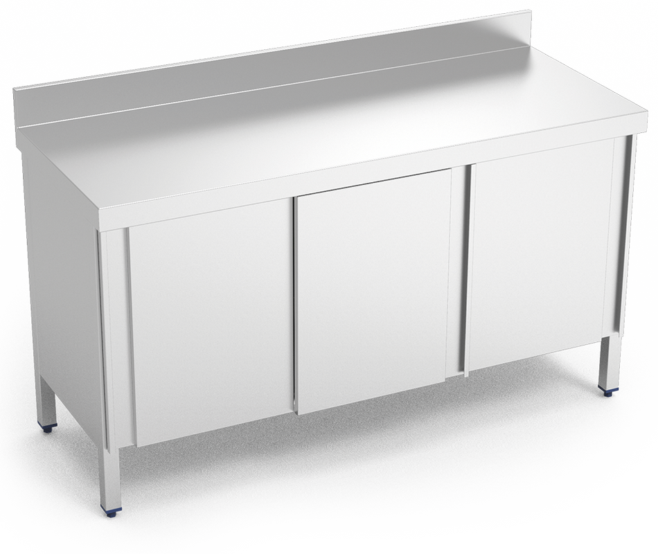 Table murale inox avec portes coulissant