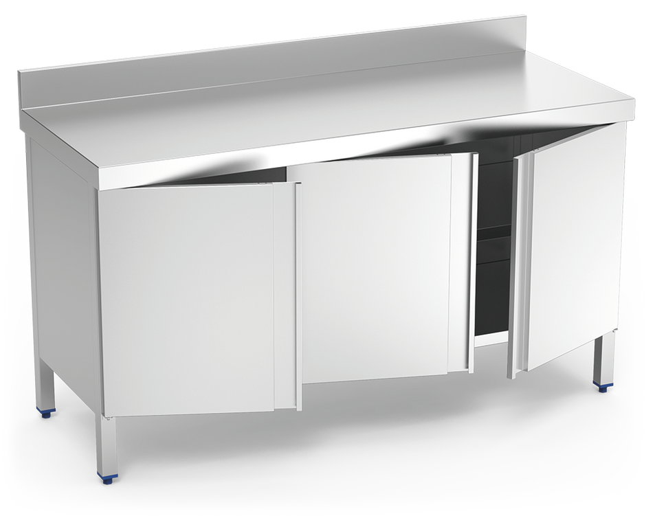 Table murale inox avec portes battantes