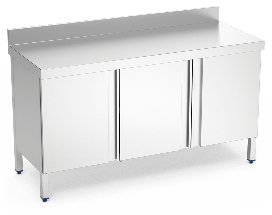 Table murale inox avec portes battantes