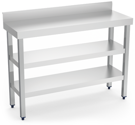 Table murale inox spéciale avec 2 étagèr