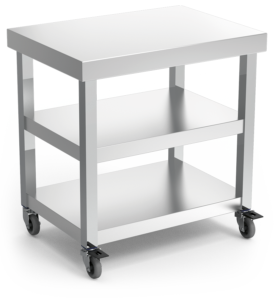 Table centrale avec roulettes et 2 tablettes dessous