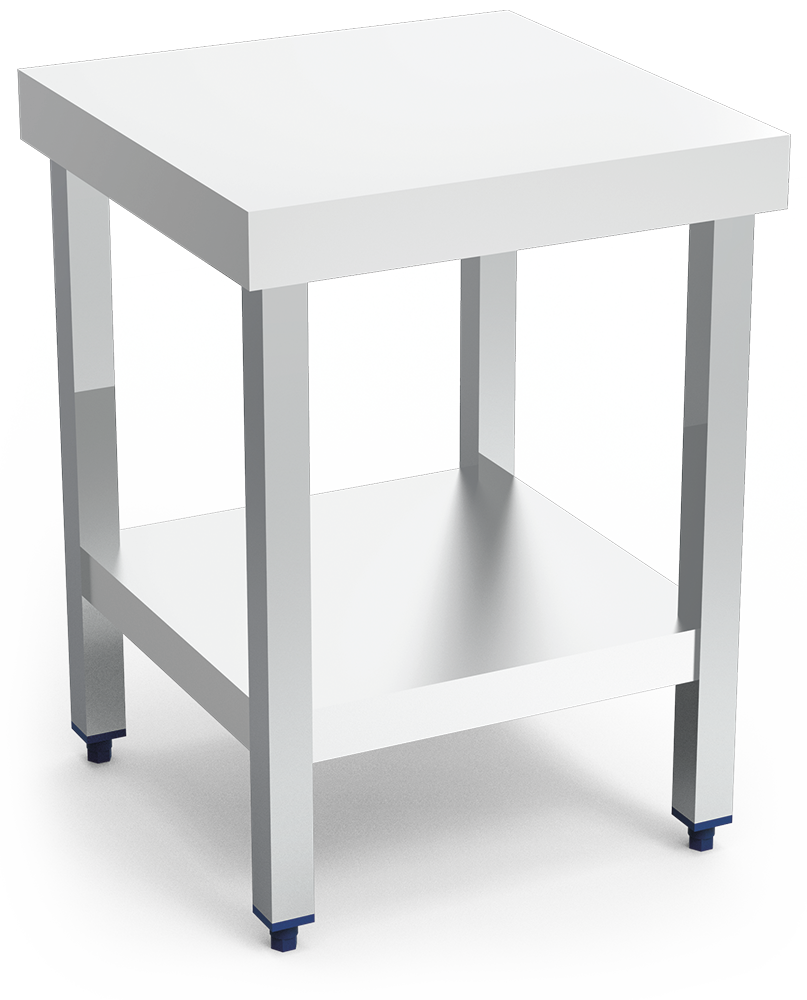 Table centrale inox avec étagère, spécia