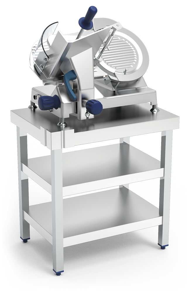 Table de hauteur spéciale pour machine trancheuse de charcuterie