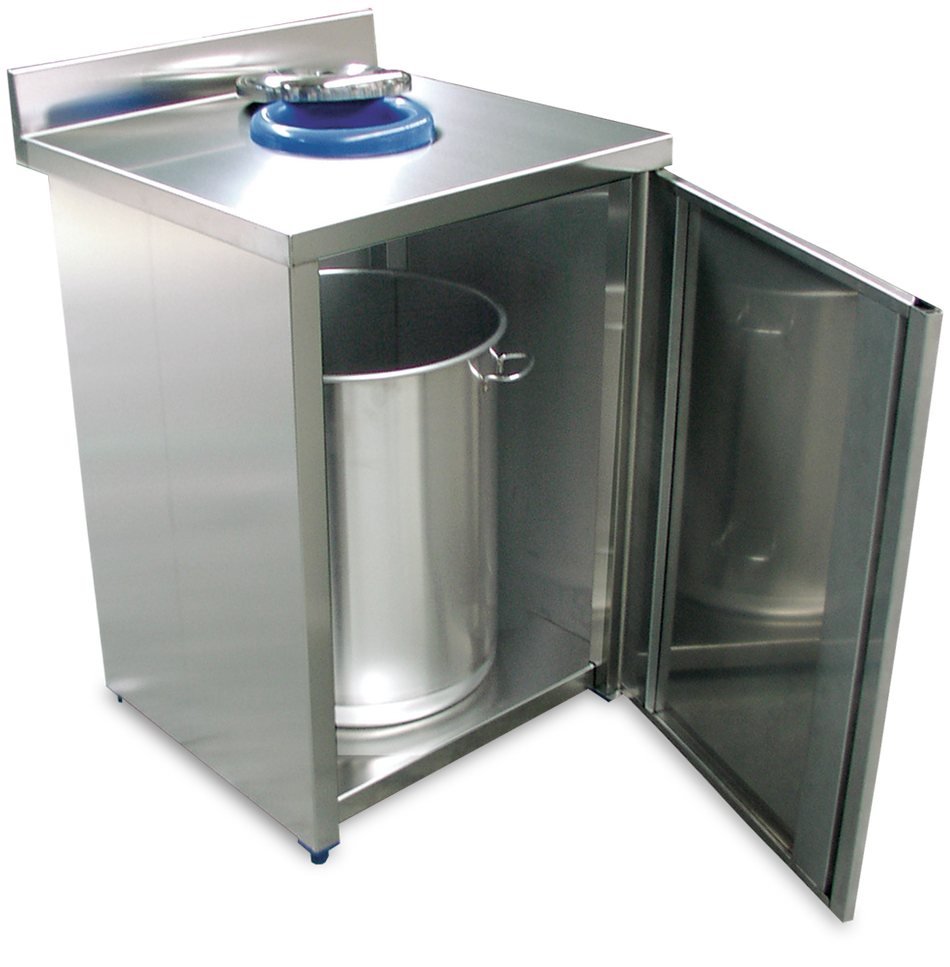 Table murale inox pour poubelle avec trou vide ordures, hauteur 600