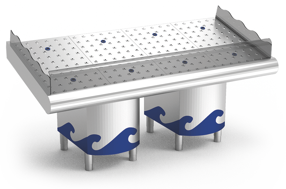 Étal à poisson inox avec support 2 m