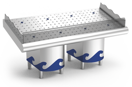 Étal à poisson inox avec support 2 m