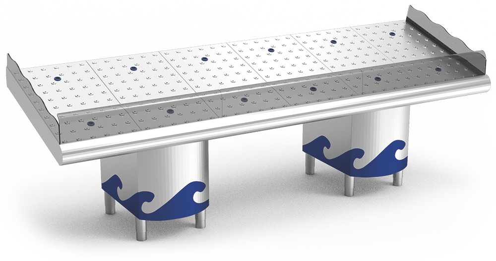 Étal à poisson inox avec support 3 m