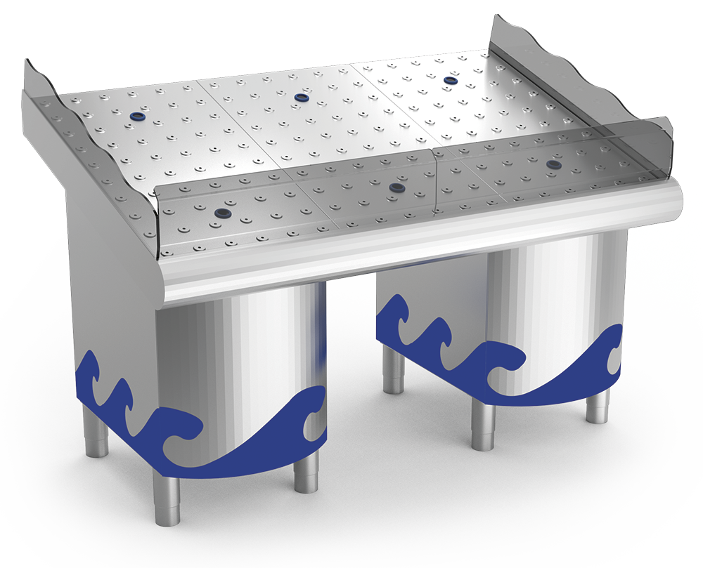 Étal à poisson inox avec support 1,5 m