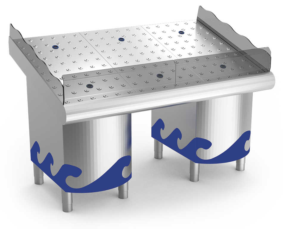 Étal à poisson inox avec support 1,5 m