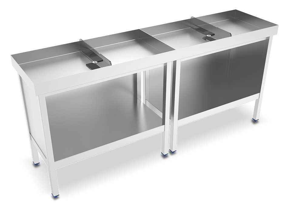 Seafood table in stainless steel