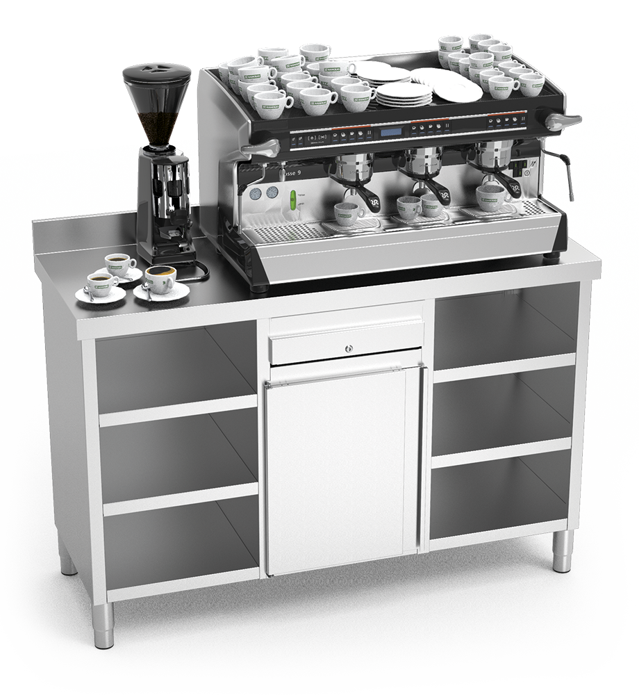 Meuble inox pour cafetière double