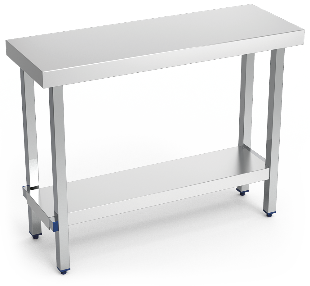 Table inox pliante avec étagère basse