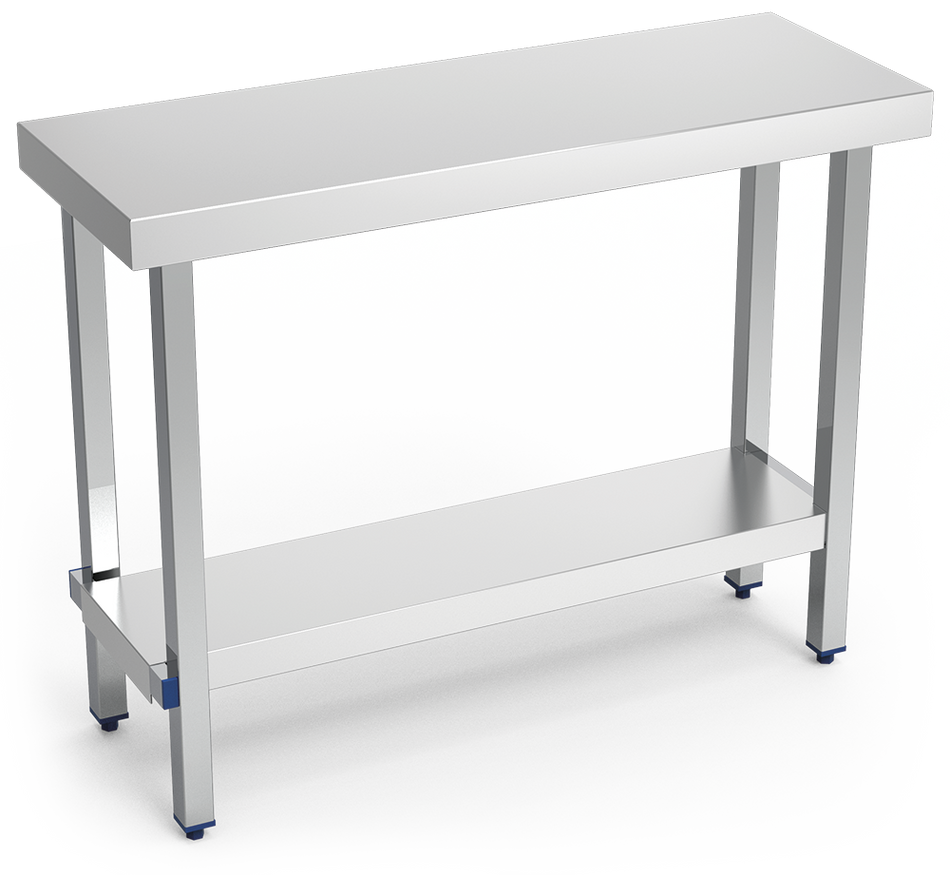 Table inox pliante avec étagère basse