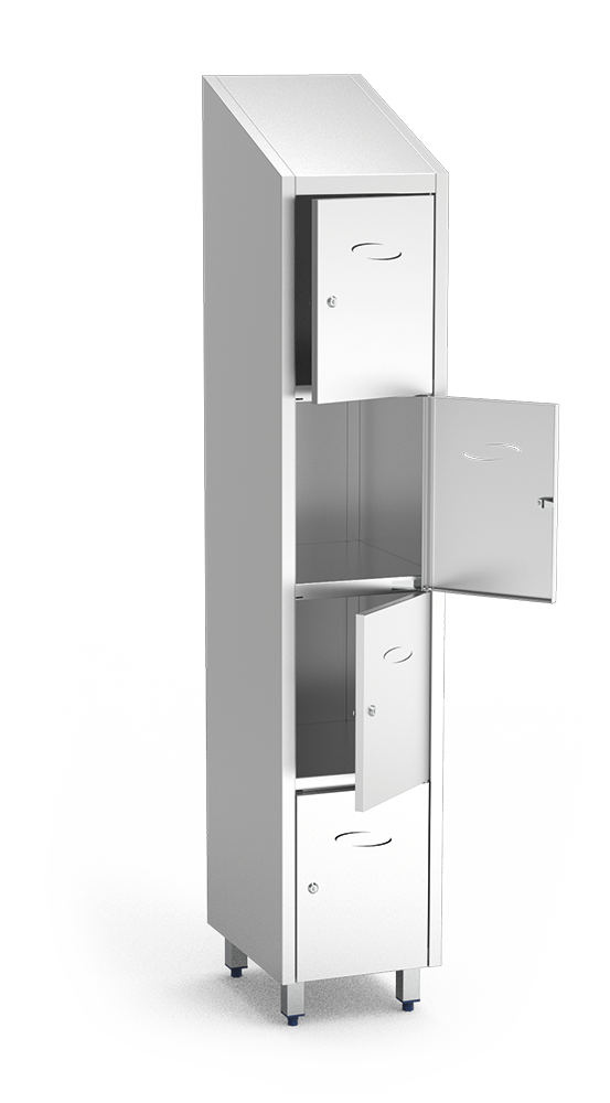 4-compartment stainless steel locker