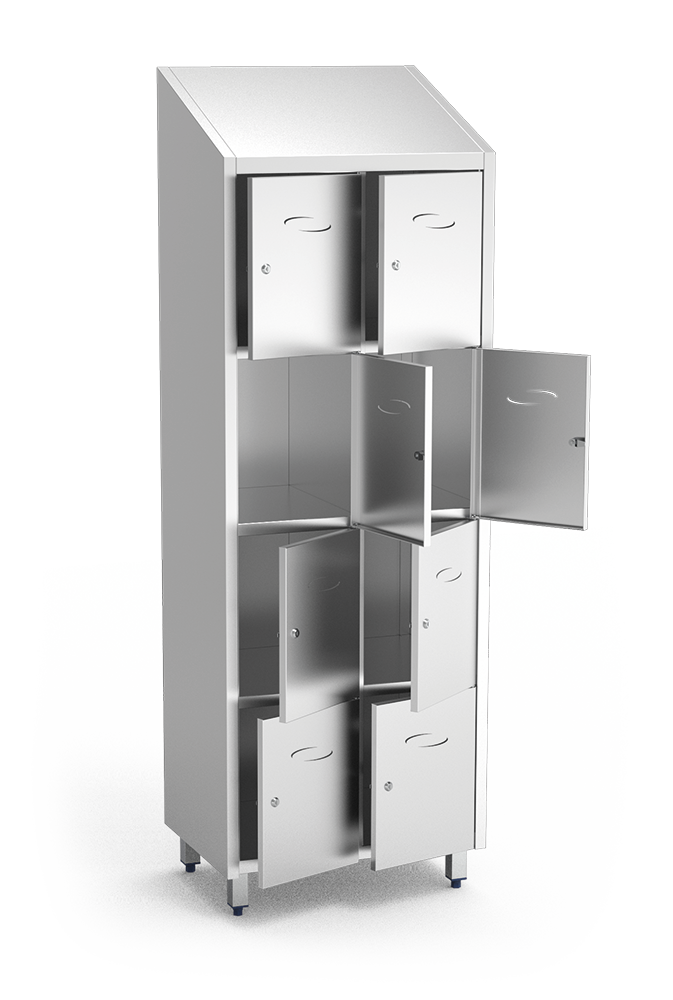 8-compartment stainless steel locker