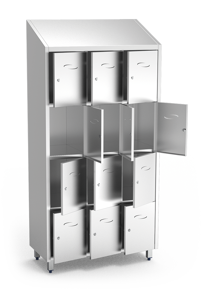 12-compartment stainless steel locker