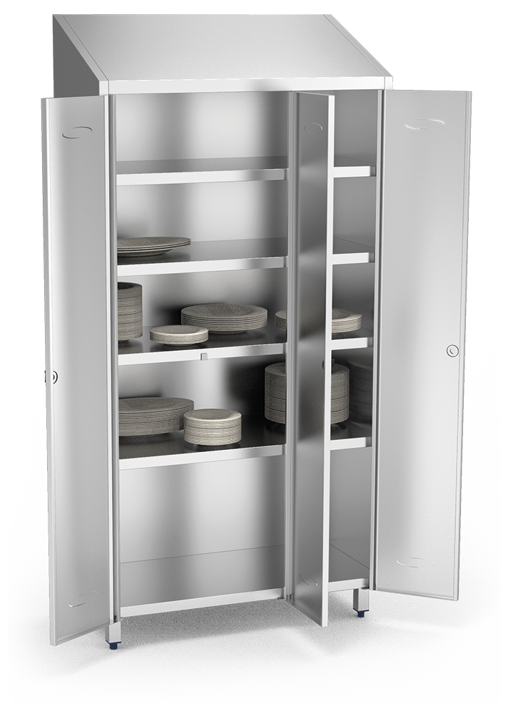 Reinforced stainless steel dishwasher cabinet with 3 doors 