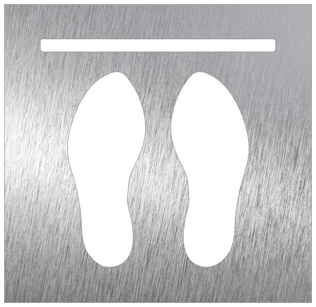 Pictogramme Inox Covid - Attendez derrière la file