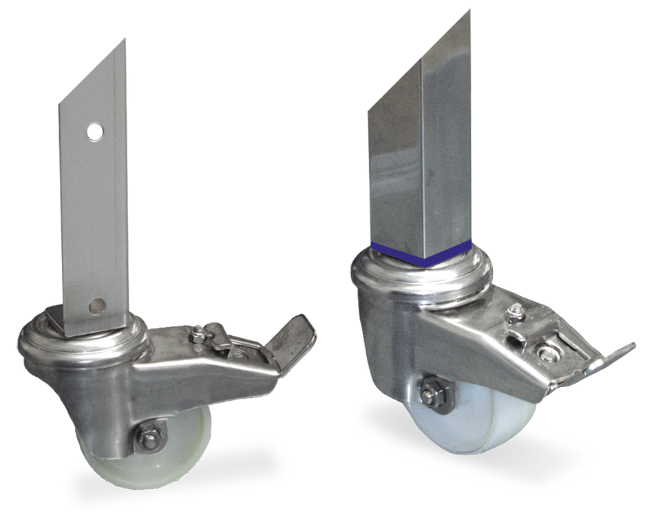 Assembly of castor to shelving support