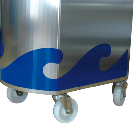 Assembly of 4 castors to fish counter support