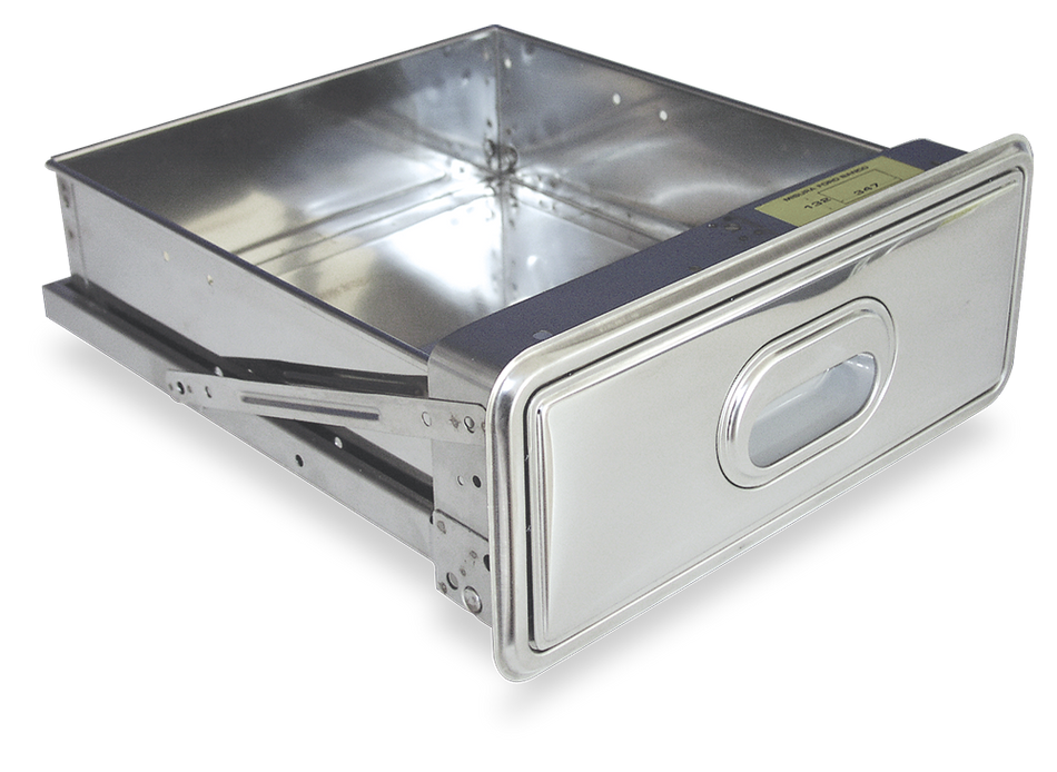 Tiroir inox monté sur rayonnage largeur 500 mm