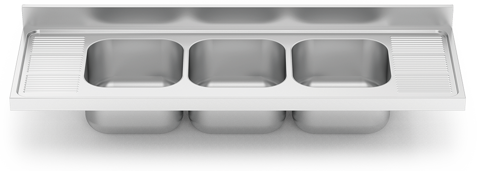 Plonge inox à fixer sur meuble série 700 3 bacs 2 égouttoir
