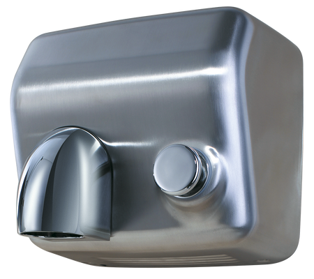 Sèche-mains inox avec poussoir et tuyère