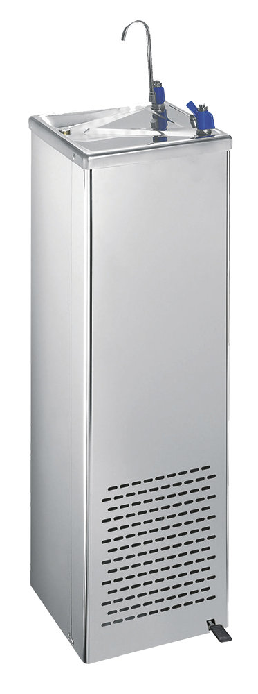 Cold+ refrigerated cold water fountains with foot-operated tap 