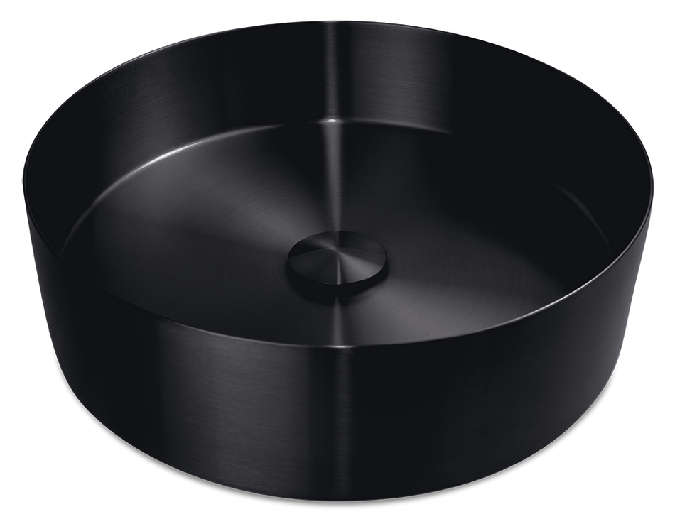 Round countertop washbasin in stainless steel with PVD coating - Black Series