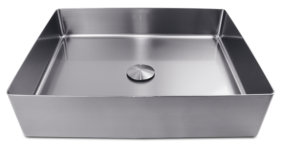 Rectangular countertop washbasin in stainless steel with PVD coating