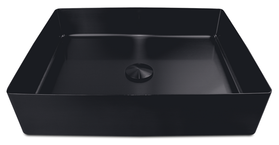 Rectangular countertop washbasin in stainless steel with PVD coating - Black Series